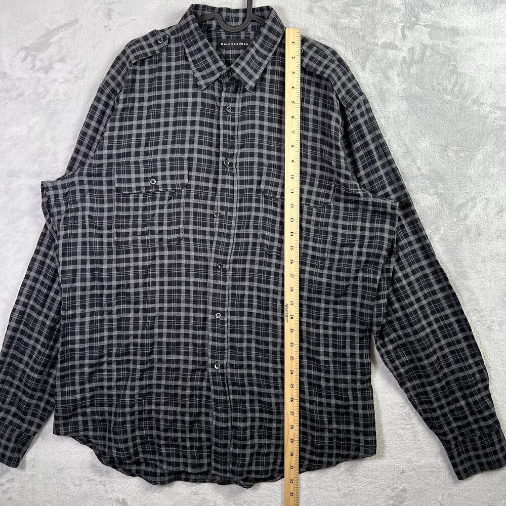 Ralph Lauren Men's Dress SHirt Black Plaid Size XL Lightweight Business Casual - Picture 8 of 15